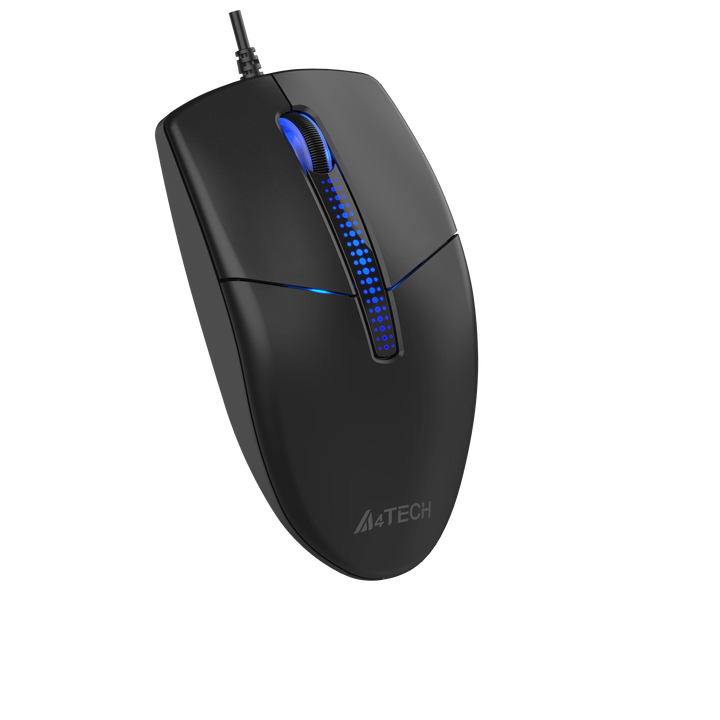 A4Tech N-530S Black Illuminated Blue Backlit Wired Mouse