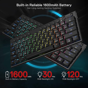 Redragon K632 Pro RGB Mechanical Keyboard featuring Built-in Battery Capacity of 1600mAh with 120 Hours Backlight Off & 30 hours with RGB On