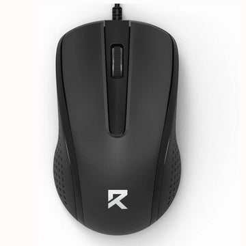 Redragon BM-4049 black office mouse with a responsive scroll wheel, subtle textured sides and wired connectivity