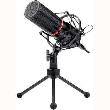 Redragon Blazar GM-300 Gaming Stream Microphone, ideal for streaming, podcasting, and gaming, shown on a stand