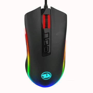 Gaming mouse with RGB lighting on a white background