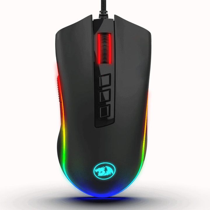Gaming mouse with RGB lighting on a white background
