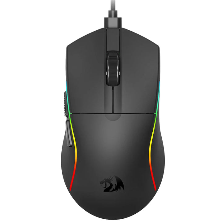 Redragon M816 Black gaming mouse with RGB lighting on a white background