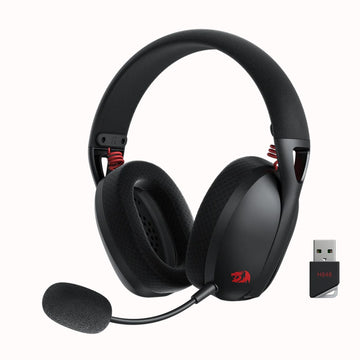 Redragon H848 black wireless gaming headset with microphone and USB dongle.