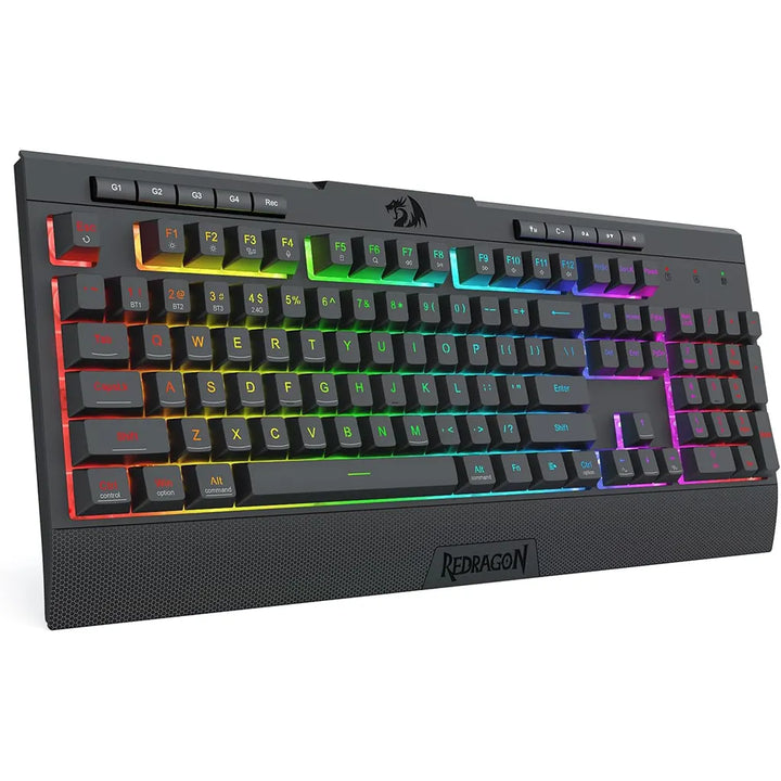 Black Redragon K525 Pro Shiva Lite membrane keyboard with full RGB lighting.