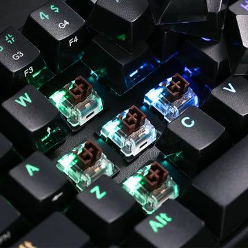 Redragon K530 Draconic Pro keyboard in black, showcasing the mechanical Brown switches and customizable RGB backlighting