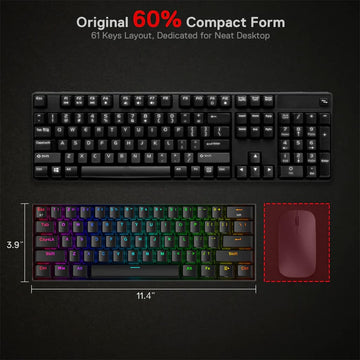  Redragon K530 Draconic Pro a full-sized 104-key black keyboard compared to regular keyboard design 