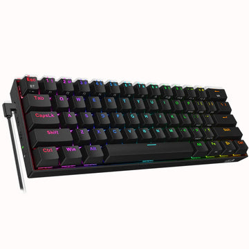 Left side view of the black Redragon K530 Draconic Pro keyboard, showing the USB-C port and RGB lighting.