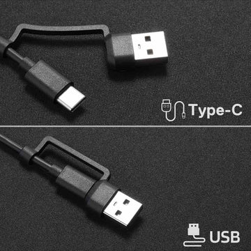 Close-up view of the Redragon K530 Draconic Pro keyboard cable, showing the USB Type-C and standard USB connectors