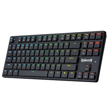 Right side angled view of Redragon K539 Anubis Black RGB Mechanical Gaming Keyboard with colorful backlighting