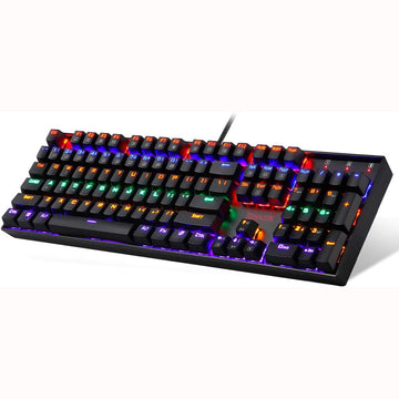 Right-side view of the full-size Redragon K551 MITRA RGB mechanical keyboard featuring vibrant RGB backlighting across all keys