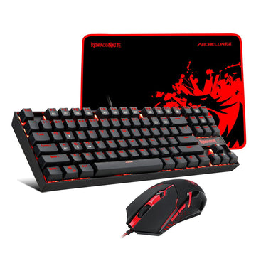 Redragon K552-BA-2 Gaming Combo with mechanical keyboard, ergonomic mouse, and large mousepad, shown from the front