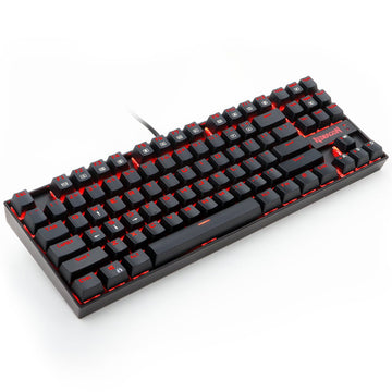 Front view of the Redragon K552-BA-2 mechanical gaming keyboard with red LED backlighting