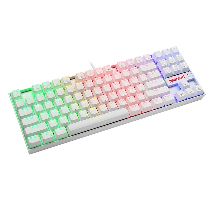 Redragon K552W RGB Kumara mechanical keyboard, White tenkeyless mechanical keyboard with rainbow RGB lighting