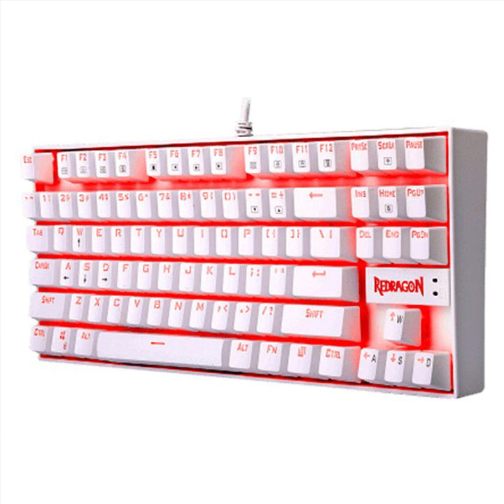 Front view of Redragon K552W RGB mechanical gaming keyboard with Red LED backlighting