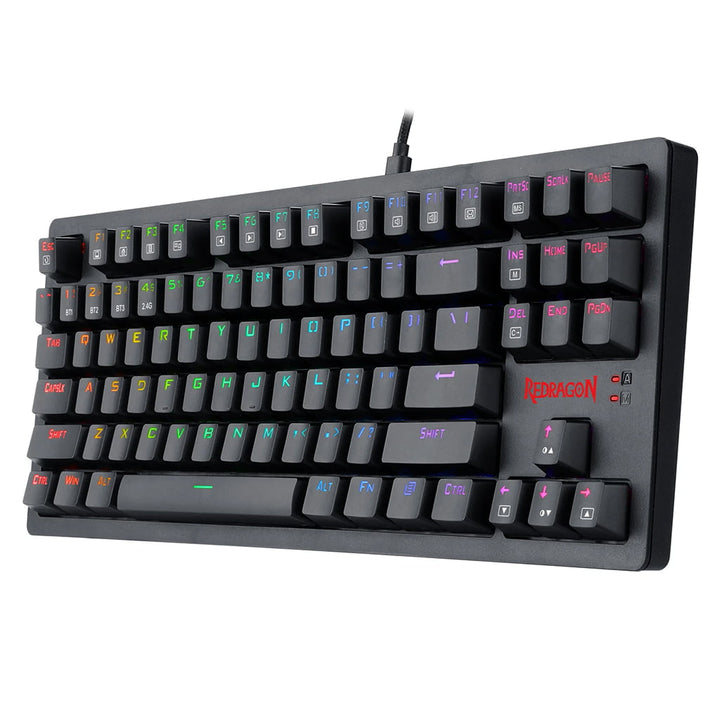 Right Side angled view Redragon K598 Knight Black Gaming Keyboard showcasing mechanical RGB keys