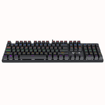 Top-down view of the Redragon K608 Valheim Rainbow Gaming Keyboard, showcasing its full-size layout and fixed rainbow backlighting