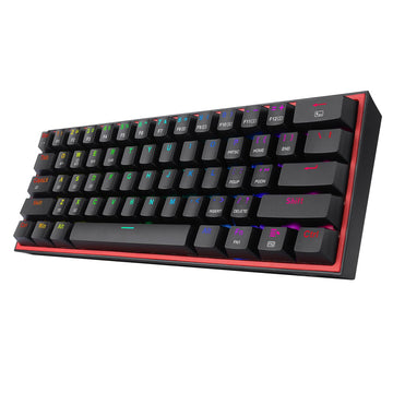 Redragon K616 RGB Fizz Pro gaming keyboard shown from the right, featuring vibrant RGB illumination across the keys