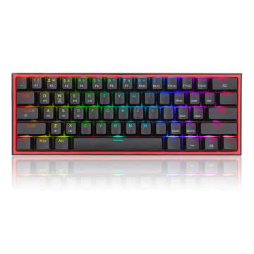 Redragon K616 RGB Fizz Pro gaming keyboard shown from the front, featuring a vibrant rainbow RGB lighting effect across the keys