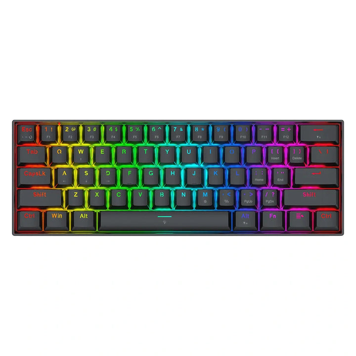 Redragon K617 Fizz 60% mechanical keyboard with RGB lighting.
