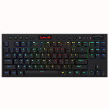 Front view of the black Redragon K621 Horus wireless mechanical gaming keyboard with RGB backlighting