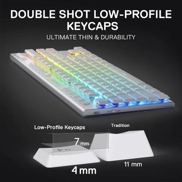 Redragon K621 White Horus Wireless Gaming Keyboard - Double shot low-profile keycaps and dimensions