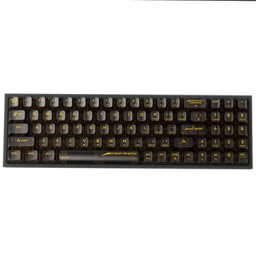 Redragon K628 Pollux Pro SE RGB Mechanical Keyboard, 65% layout, dark translucent case, yellow backlit keys.