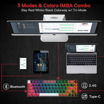 Redragon K631 Castor PRO keyboard showcasing its 3 modes Bluetooth, 2.4G, and Type-C connectivity