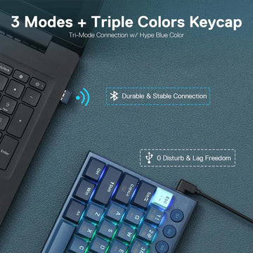 Redragon K632 PRO Keyboard, showing its tri-mode connectivity including 2.4G wireless dongle and wired USB-C connection