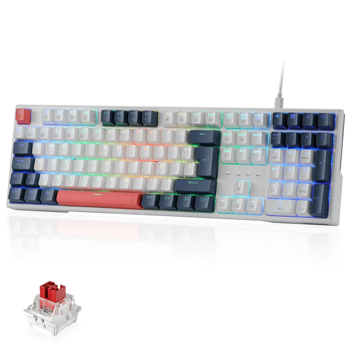 Redragon K668 Trundle WGB Full Size Wired Keyboard With Hot Swappable Reb Switches