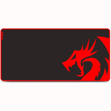 Black mouse pad with red dragon design on a white background