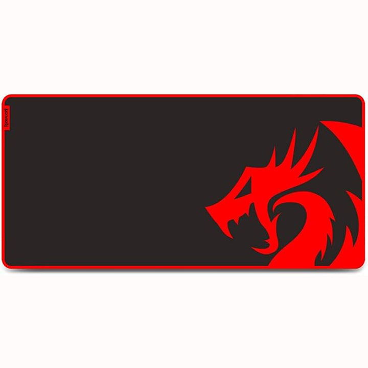 Black mouse pad with red dragon design on a white background