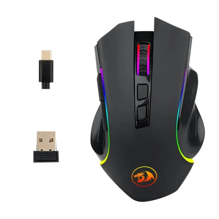 Redragon M607-KS Griffin Elite RGB gaming mouse with USB-C cable and wireless receiver