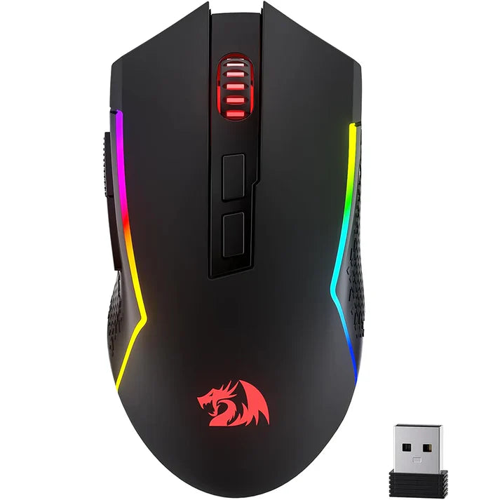 Redragon M693 Trident Lite wireless gaming mouse with RGB lighting.