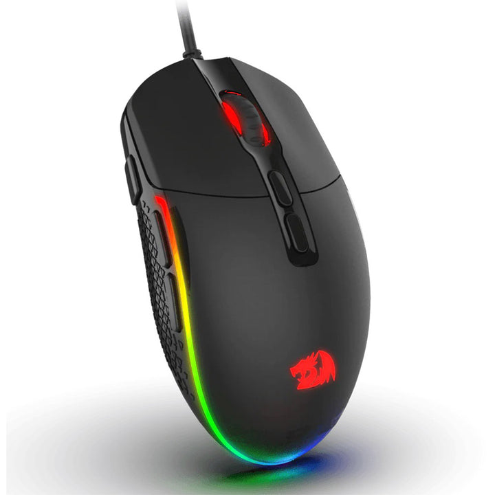 Gaming mouse with RGB lighting on a white background