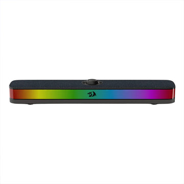 Redragon GS515 dual-mode gaming soundbar  featuring a black design with a vibrant  multi-colored RGB light strip.