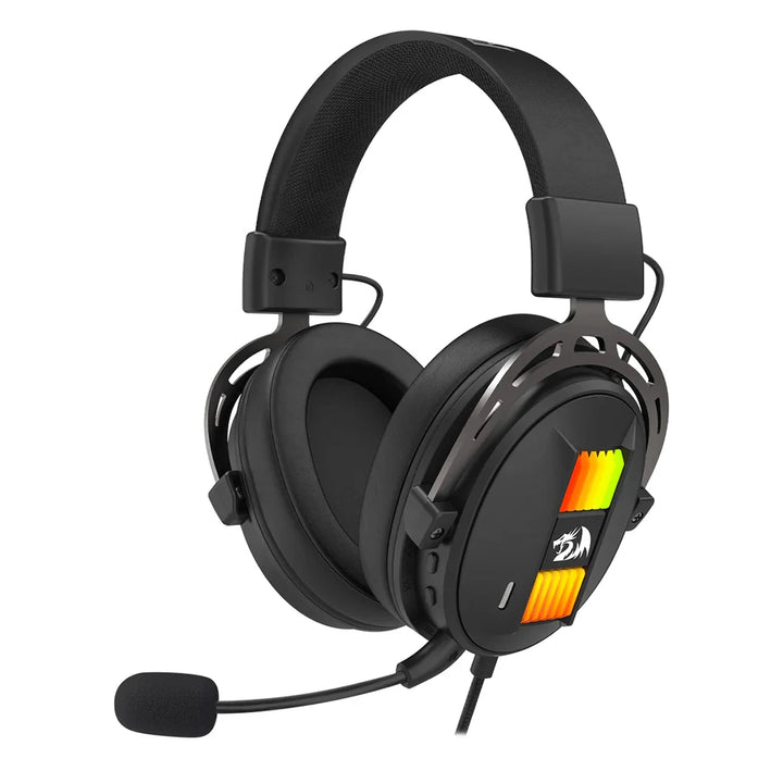 Redragon Sparda H375 Gaming Headset with RGB lighting, over-ear cups, wired connection, and boom microphone.