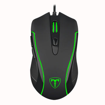 T-TGM106 features a ergonomic design with green LED lighting along its edges, on the scroll wheel & illuminating the logo