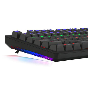 T-Dagger Bermuda T-TGK312 Mechanical Gaming Keyboard is shown from a side angle featuring vibrant RGB backlighting in blue, green & red