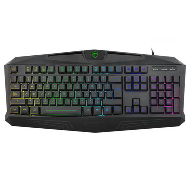 T-Dagger T-TGK202 RGB gaming keyboard with aggressive design, full QWERTY layout, and vibrant illuminated keys