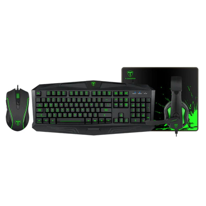 T-Dagger T-TGS002 Gaming Keyboard and Mouse, Mouse Pad Headphone Combo 4 in1 Set