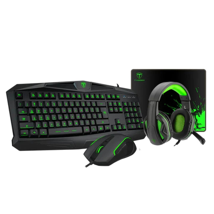 T-Dagger T-TGS002 Gaming Keyboard and Mouse, Mouse Pad Headphone Combo 4 in1 Set