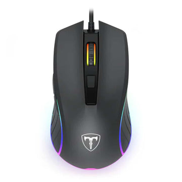 Black wired gaming mouse with RGB lighting