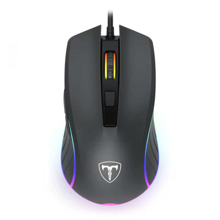 Black wired gaming mouse with RGB lighting