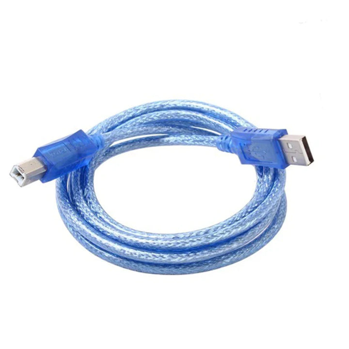 USB 1.5M Printer Cable In Transparent Blue & Black