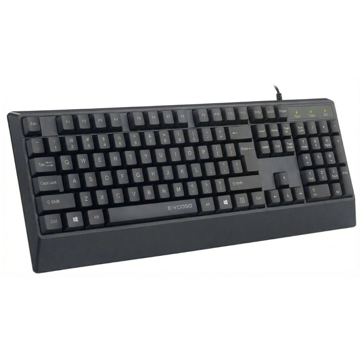 E-YOOSO K-500 104-Key Wired ABS Membrane Keyboard with Ergonomic Design – Black