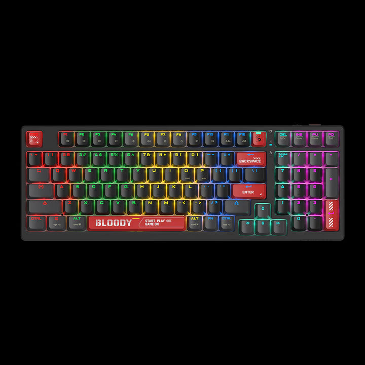 Bloody WS98 Dual-Core RGB Wireless Mechanical Keyboard - Multi-Mode Connection - WaveLink Connectivity - BLMS Mechanical Switch - System Swap - Quiet Typing - Sports Red