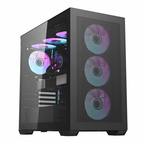 Darkflash DLX4000 Mesh Selection E-ATX Tempered Glass PC Case with 6 RGB Fans - Black