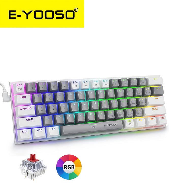 E-YOOSO Z-11 Gray White Mechanical Keyboard with Red Switches