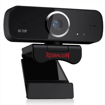 Redragon GW600 black HD 720p webcam with a prominent Redragon logo.